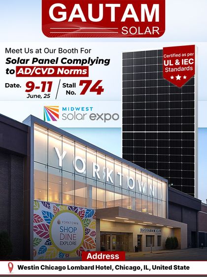 We are heading to the Midwest Solar Expo in Chicago to showcase our AD/CVD-compliant solar panels. Visit us at Stall No. 74 to explore how our innovative solutions are driving the clean energy revolution.