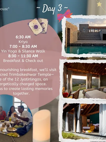 On Day 3, we integrate our experiences with Yin Yoga and a silent walk. After a nourishing breakfast, our journey often includes a visit to a sacred local site to connect with the area's spiritual energy.