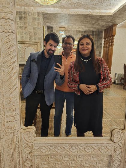 A quick selfie with my senior Mr. Aman Lekhi and a colleague. Sir is a great host, and I am grateful for the invitation to his majestic home.