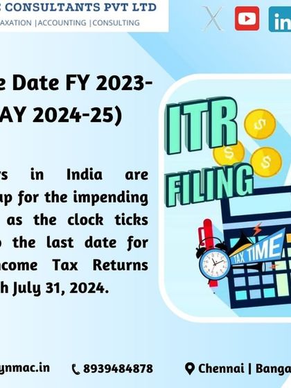 As the July 31, 2024 deadline for filing Income Tax Returns approaches, it's time to get prepared. I can help you gather your documents and file well before the last day to avoid any issues.