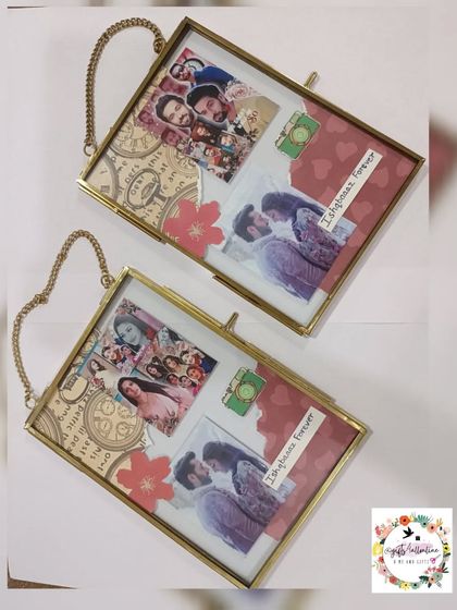 A pair of beautiful vintage-style hanging glass frames, created to celebrate 8 years of the show 'Ishqbaaz'.