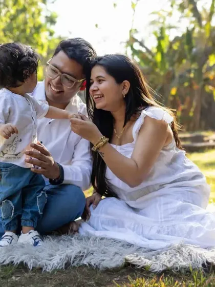 A playful moment during an outdoor family shoot. I encourage families to interact naturally to capture their genuine connection.