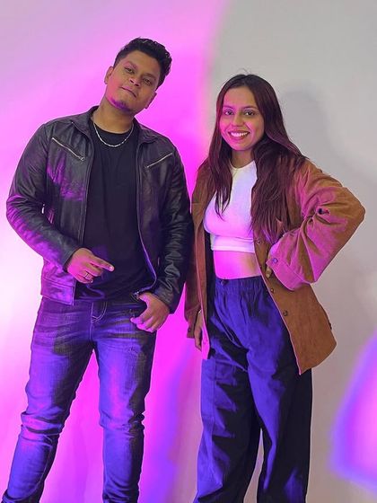 Our instructor Damini with musician Knojia after their successful collaborative workshop at the studio.