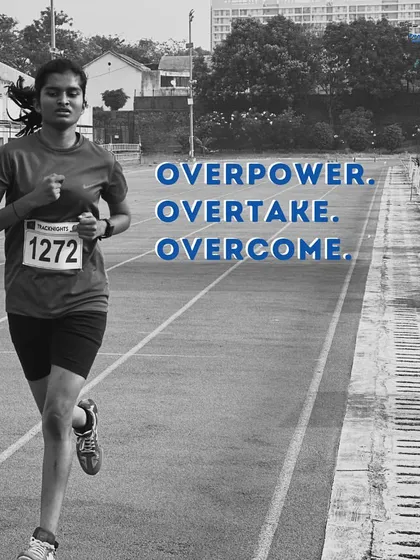 Overpower, Overtake, Overcome. This image of an athlete mid-stride on the track embodies the mindset we cultivate. It's about pushing past your limits and triumphing against all odds.