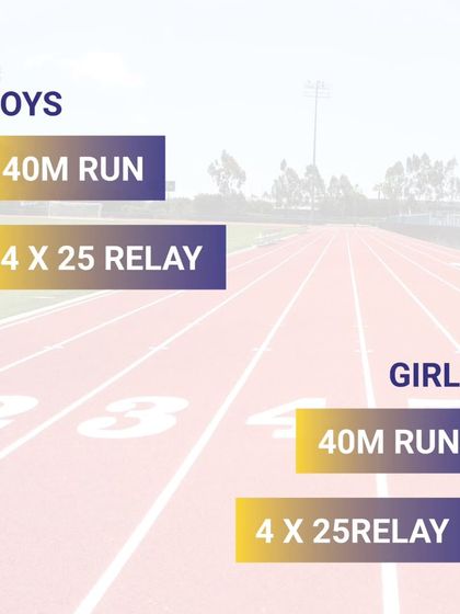 The list of events for the Boys and Girls U-6 category, featuring a 40m run and a 4x25m relay.