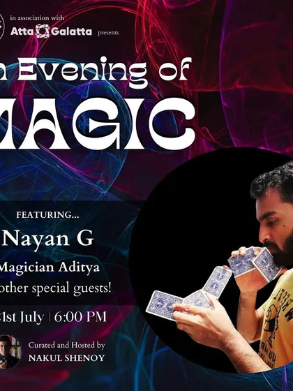 Curated by renowned mentalist Nakul Shenoy, our magic nights feature a variety of unique acts and entertainers like Nayan G, ensuring a fresh and enchanting show every time.