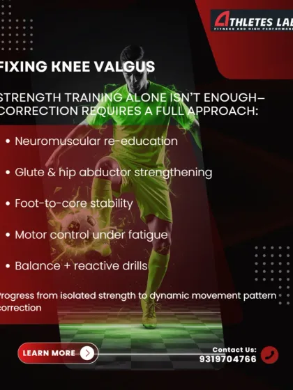 Fixing knee valgus requires more than just strength training. Our comprehensive approach includes neuromuscular re-education, glute and hip strengthening, and motor control drills to correct the entire movement pattern from the foot to the core.