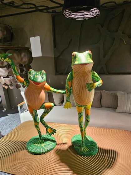 Quirky and colorful frog sculptures that add a sense of fun and whimsy to any space. Good artifacts make a great space.