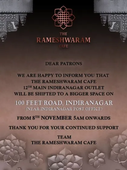 Clear communication is key when scaling. This announcement informed our loyal patrons about our move to a bigger space in Indiranagar, ensuring a smooth transition and continued support.