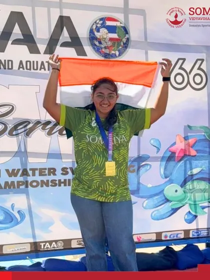 We are proud to see our athletes excel on the global stage. Here, Hazel Raikundalia of K. J. Somaiya Medical College represents India, securing first place in her age group at the 3rd Thailand Open Water Swimming Championships. Her performance is a testament to our world-class aquatics training.