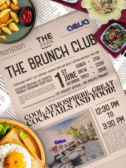A special Saturday edition of our Brunch Club, held ahead of a dry day. This newspaper-style poster announces the cool atmosphere, great cocktails, and fantastic food.
