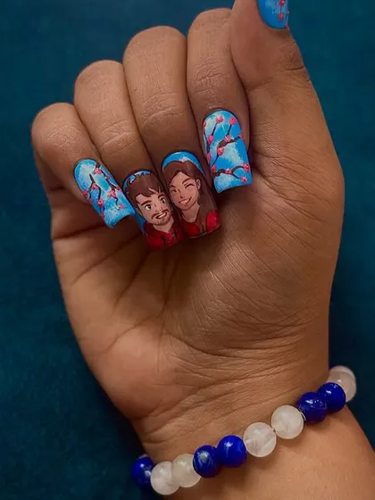 A view of the other portrait nail from the Ghibli-inspired set.