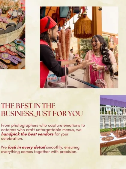 I have built strong relationships with the best vendors in the industry. From photographers who capture emotion to caterers who design unforgettable menus, I handpick and manage a team of experts to bring your vision to life.