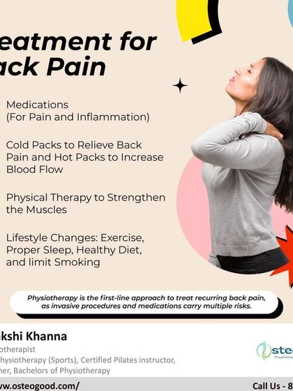 Physiotherapy is the first-line approach for treating recurring back pain, avoiding the risks of invasive procedures. My treatment plans incorporate strengthening exercises, lifestyle changes, and manual therapy to manage pain and inflammation.