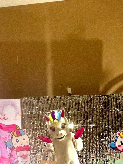 Our friendly unicorn mascot ready to surprise the birthday girl and her friends. Having a live character adds an extra layer of magic and excitement to the party.