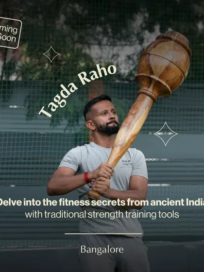 We are reviving ancient Indian fitness secrets. Here, a participant wields a traditional Gada, connecting with a powerful form of strength training that has been practiced for centuries.