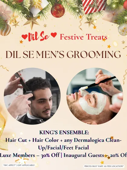 Grooming is an essential part of self-care for everyone. I offer dedicated men's grooming packages that include everything from precision haircuts to refreshing Dermalogica facials and relaxing feet treatments.