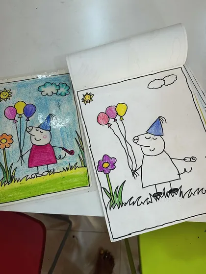 This adorable Peppa Pig drawing was made by a first-grade student. It’s amazing to see them learn to draw their favourite characters with such enthusiasm.