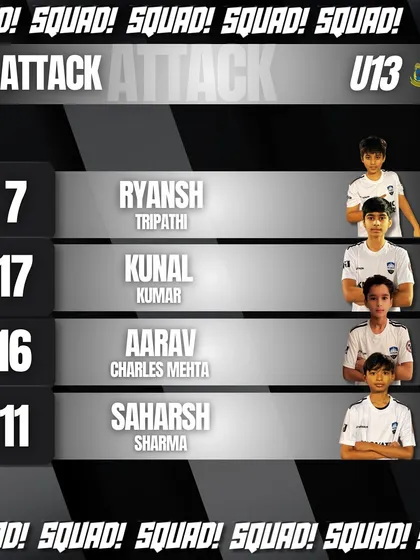 Presenting the forwards of our U13 squad, a dynamic group of attackers ready to make their mark in the Delhi Youth League.