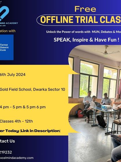 Announcing a free offline trial class in association with Taivas Debate Club. This is a great opportunity for students in classes 4th-12th to explore public speaking, debates, and MUNs.