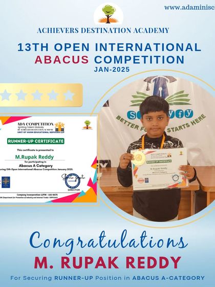 Achievers Destination Academy - Mental Math & Speed Calculation Our Star Achievers: Competition Winners & Graduates photo 25