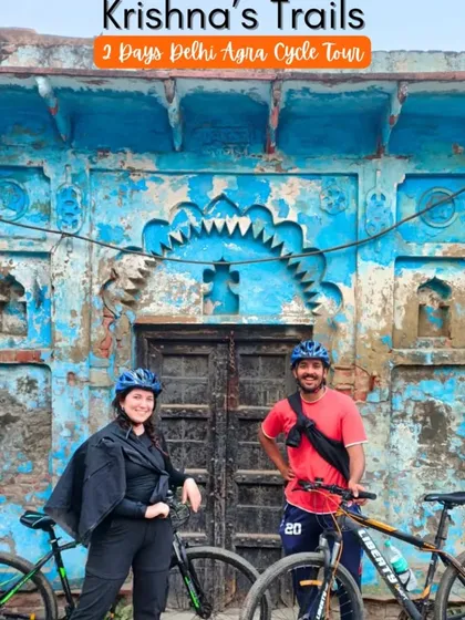 A splash of color on our Krishna's Trails tour. This two-day Delhi to Agra cycling trip is full of moments like this, discovering hidden architectural gems and vibrant local culture in the villages of the Braj region.