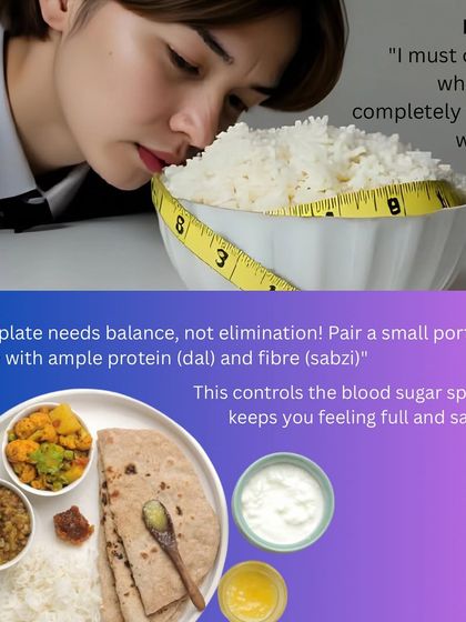 Myth: I must cut out white rice completely to lose weight. Fact: Your plate needs balance, not elimination. Pair a small portion of rice with ample protein (dal) and fiber (sabzi) to control blood sugar and stay full.