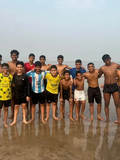 Our team during a beach training day. This session helps build stamina and strength in a different environment, while also being a great team-bonding experience.