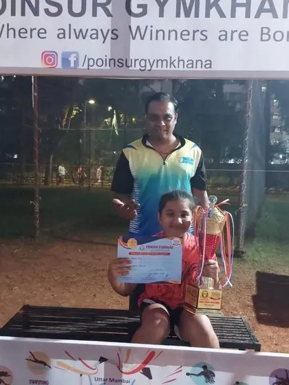 Angela Pinto, our runner-up in the U-11 girls' event, proudly displays her trophy. Having two of our players in the final is a fantastic result for the academy.