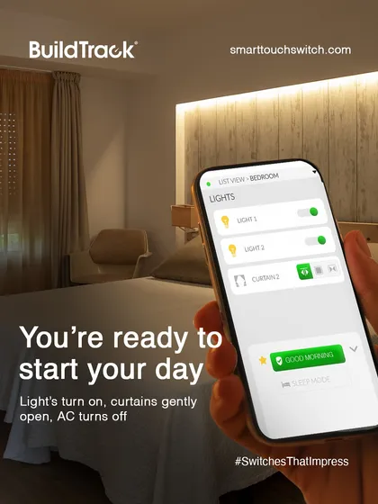 Start your day, your way. Our "Good Morning" scene gently opens the curtains, turns on the lights, and adjusts the AC, creating a pleasant and energizing start to your morning, all with one tap.
