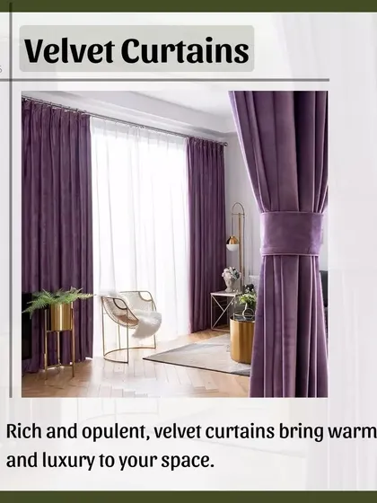 Velvet curtains are a fantastic way to bring warmth, opulence, and a bit of drama to a room. Their rich texture and light-absorbing quality create a cozy and luxurious atmosphere.