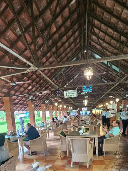 The covered seating area at one of Kolkata's premier clubs, fully furnished by us. Our all-weather wicker chairs provide comfortable seating for members year-round.