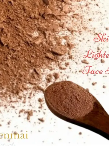 My Skin Lightening Face Pack is a powder blend of fruits, vegetables, herbs, and clays. It's designed to brighten the skin, remove sun tan, and reduce acne and marks for a healthy glow.
