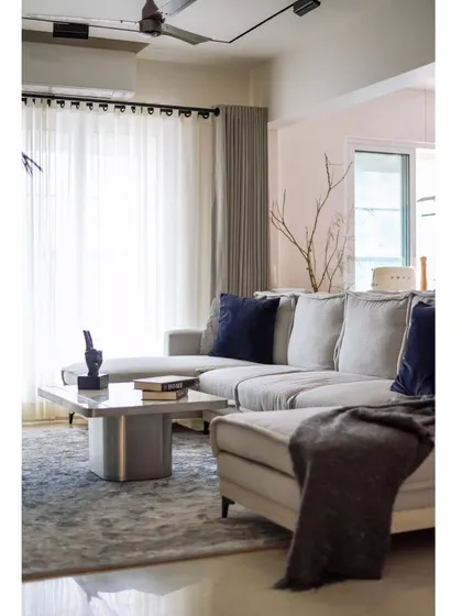 A full view of the living room seating area, showing how the different elements come together to create a cohesive and elegant design.