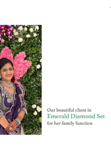 A closer look at my client shining in her Emerald Diamond Set. The deep purple of her outfit was a perfect complement to the vibrant green of the emeralds.