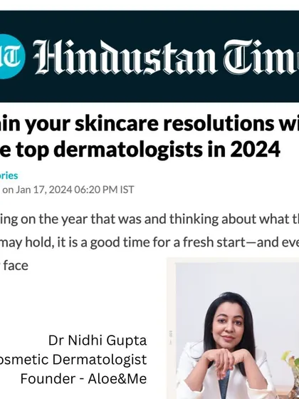 I am honored to be featured by the Hindustan Times as a top dermatologist. My mission is to provide safe, effective, and science-backed skincare advice, and this recognition helps me spread that message.
