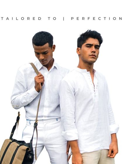 "Leisure in luxury." Our linen wardrobe is designed for comfort and style. These all-white linen outfits are perfect for a relaxed, sophisticated look.