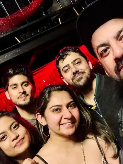 A selfie with my crew at the Valentine's Day party.