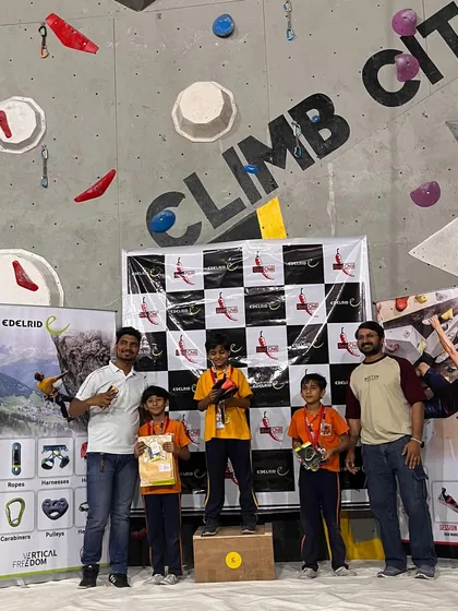 The Under 9 Boys' podium from Vol. 3. It's amazing to see such young climbers compete with so much focus and determination.