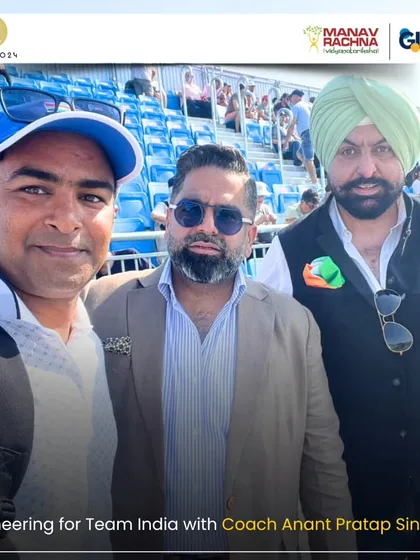 Our leadership team cheering for Team India at the Paris Olympics alongside our coach Anant Pratap Singh, showcasing our unwavering support for our athletes.