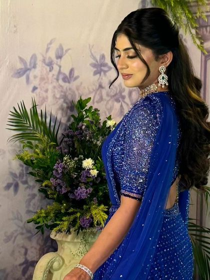 More images from engagement ceremonies and pre wedding shoots. This collection showcases a wide range of styles and color palettes, from playful and romantic to bold and regal, all custom designed for the couple's celebration.