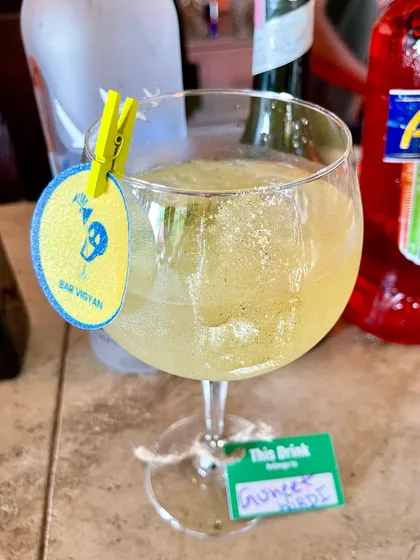 A personalized drink with a custom tag for a guest named Guneet. We can create these for your entire guest list or for special members of your party, making everyone feel like a VIP.
