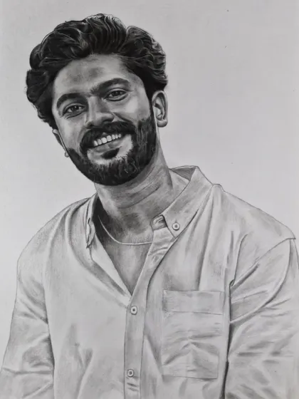 A commissioned portrait of a smiling man. Capturing genuine happiness in my sketches is one of the best parts of my work.