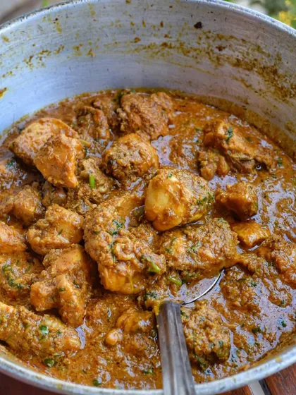 Kolhapuri Chicken Sukka. Many think Kolhapuri food is unbearably spicy, but it's actually an enjoyable heat that lets the other flavours shine through. Don't believe me? You have to try it!