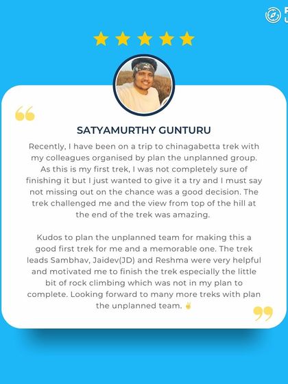 Satyamurthy Gunturu, a first-time trekker on a corporate trip, calls it a memorable and amazing experience.