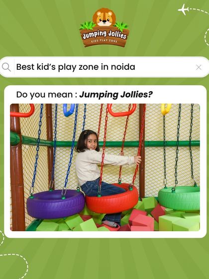 When you search for the best kid's play zone in Noida, we want you to think of us. This image shows a child enjoying our ninja course tire swings.