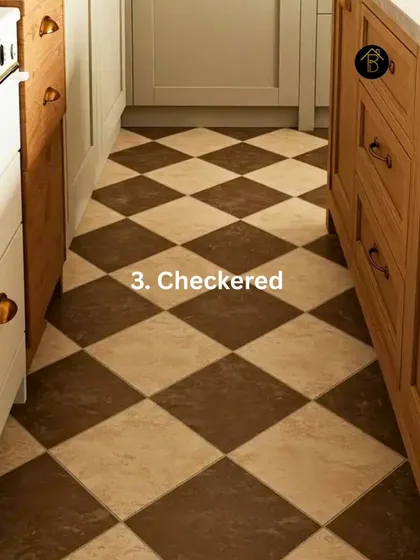 Patterns can also revive a classic color. This kitchen floor features a timeless checkered pattern in brown and cream, adding a touch of rustic charm that is both warm and visually interesting.