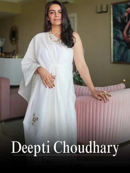 The beautiful Deepti Choudhary, one of the Women of Wasabi, looking effortlessly glamorous in our white one-shoulder ensemble.