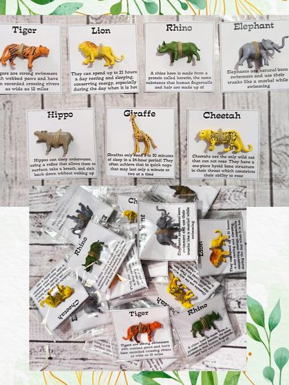 These mini animal figurines come with educational fact cards about each animal, like the tiger, lion, and rhino. It's a gift that is both fun and informative.