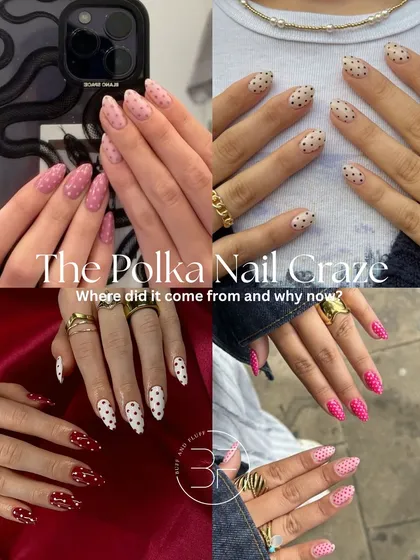 The polka dot craze is real. This collage showcases the versatility of the trend, from classic black and white to vibrant pink and red.